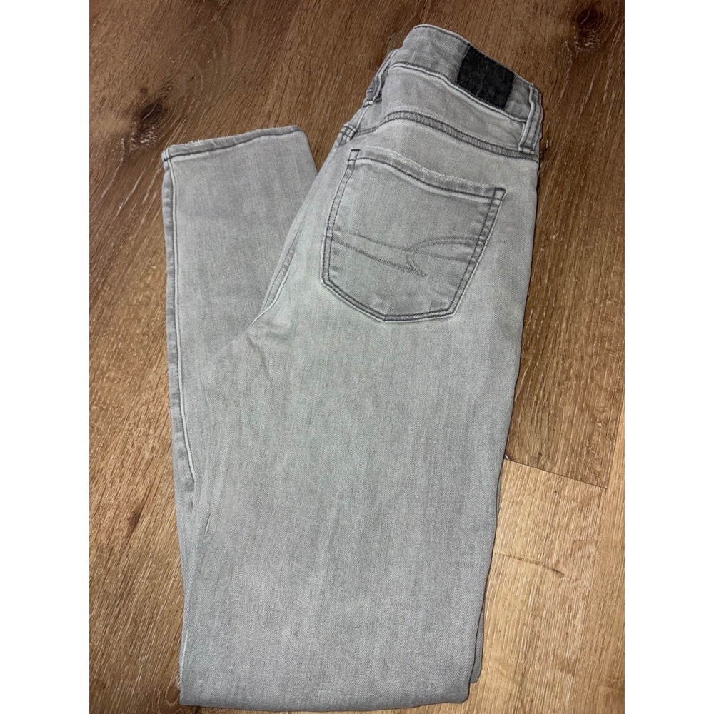 American Eagle Hi-Rise Jeggings Ripped Distressed Gray‎ Wash Jeans Size 00